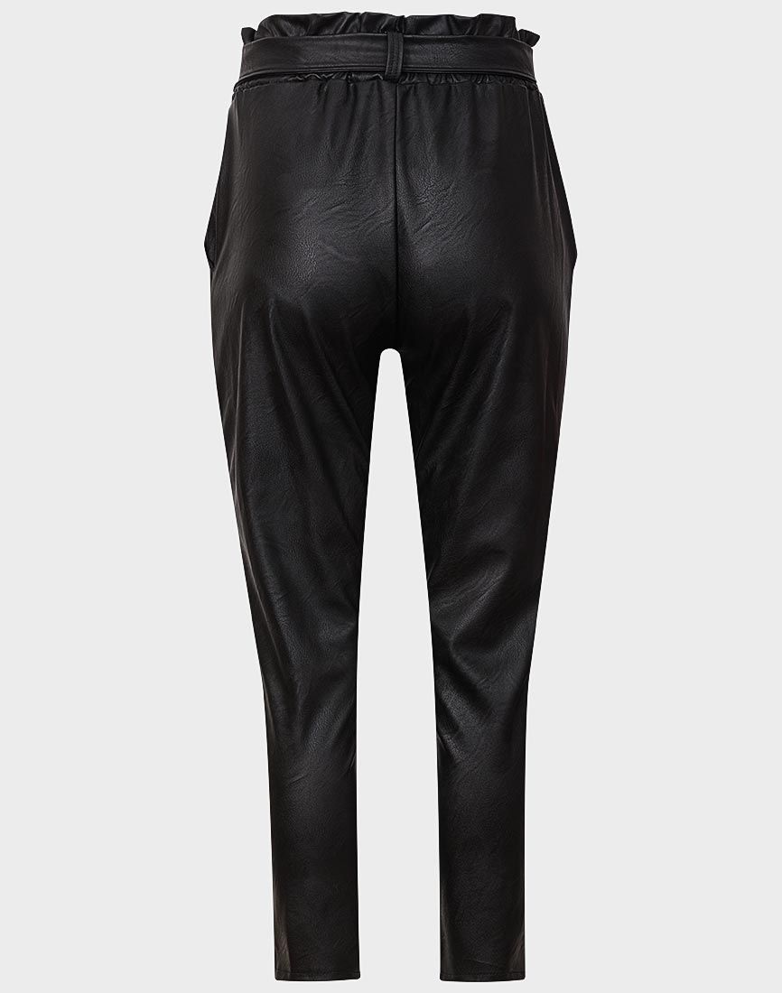 V by Very Faux Leather Kick Flare Trousers - Black | very.co.uk